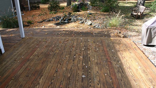 Another view of the deck one day later after the oil has sunk in.