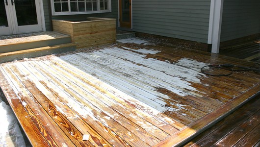 Stripping pressure treated deck.