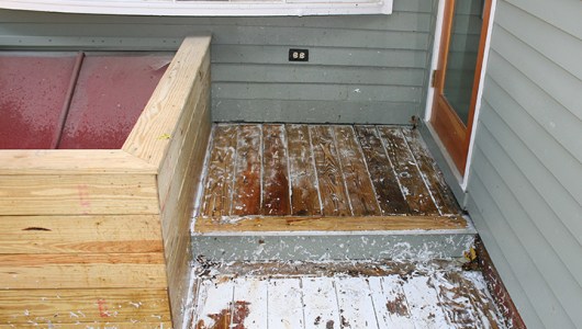 Stripping pressure treated deck.