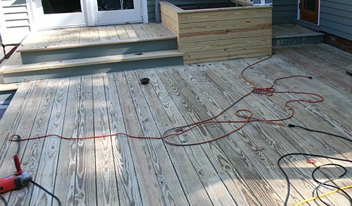 This is the sanding and buffing stage of restoring this deck.