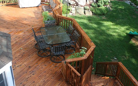 Port orford cedar deck with light brown penetraing oil