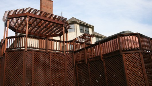 Cedar lattice on mahogany deck