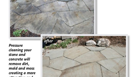 Stone Before and After photo of stone cleaning